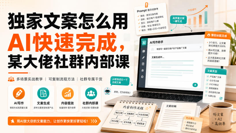 独家文案怎么用AI快速完成，某大佬社群内部课-惠声资源站