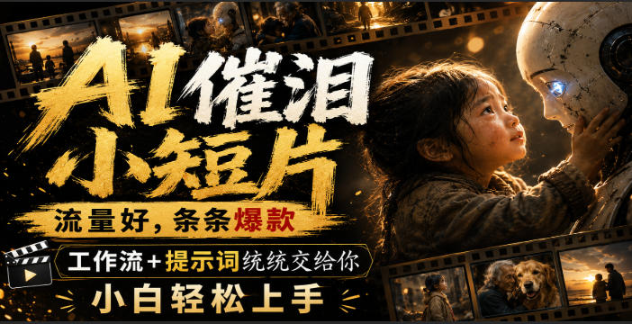 AI催泪小短片，流量好，条条爆款，工作流+提示词统统交给你，小白轻松上手-惠声资源站