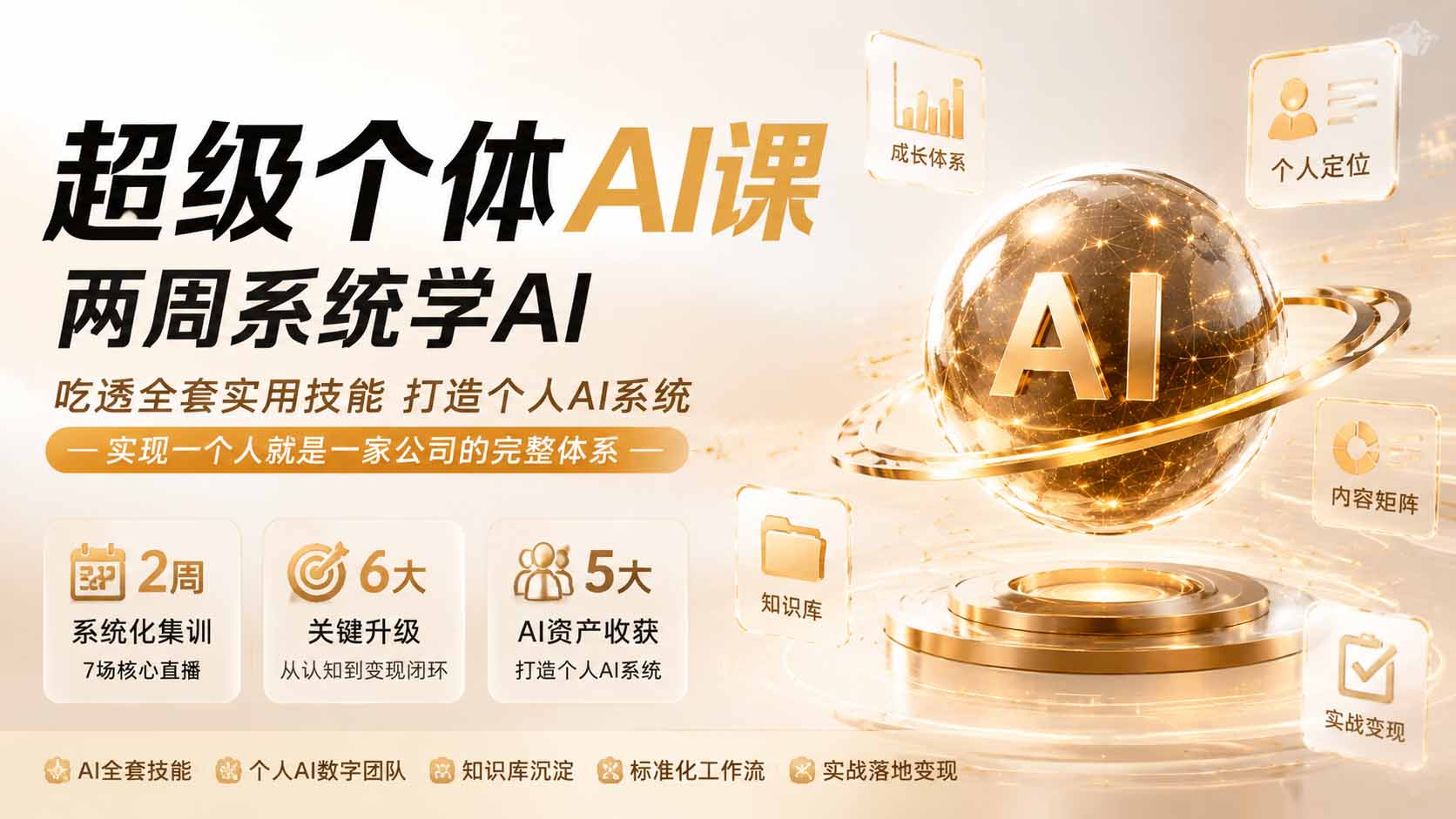 超级个体AI课 两周系统学AI；吃透全套实用技能打造个人AI系统，实现一个人就是一家公司的完整体系(更新0823-惠声资源站
