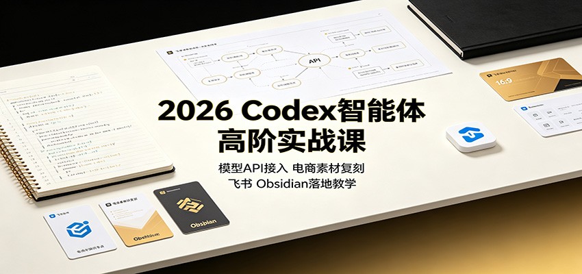 2026 Codex智能体高阶实战课：模型API接入，电商素材复刻，飞书Obsidian落地教学-惠声资源站