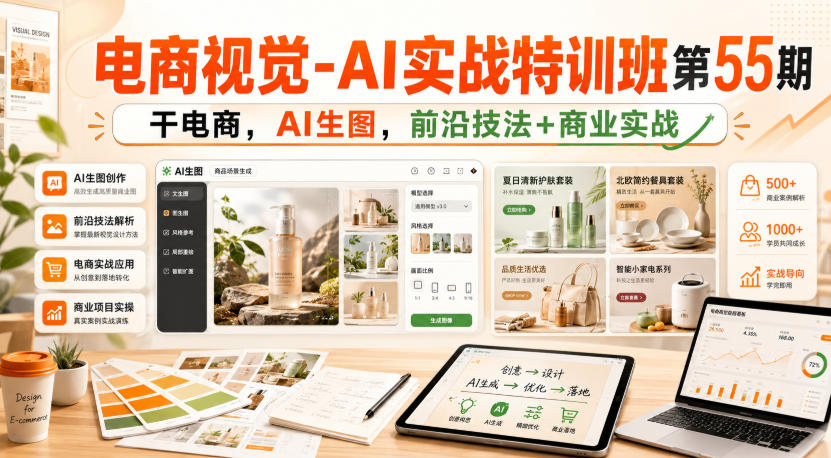 电商视觉-AI实战特训班第55期，干电商，AI生图，前沿技法+商业实战-惠声资源站