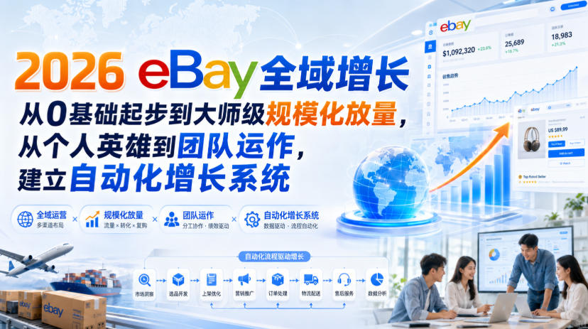 2026 eBay全域增长，从0基础起步到大师级规模化放量，从个人英雄到团队运作，建立自动化增长系统-惠声资源站