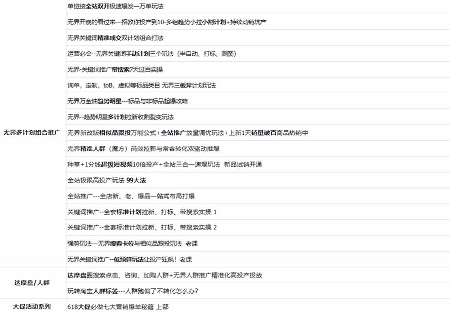 图片[2]-2026淘天开单秘籍PRO实战陪跑课程：全套落地运营玩法，一站式解决淘宝流量低、不出单难题(更新260823-惠声资源站