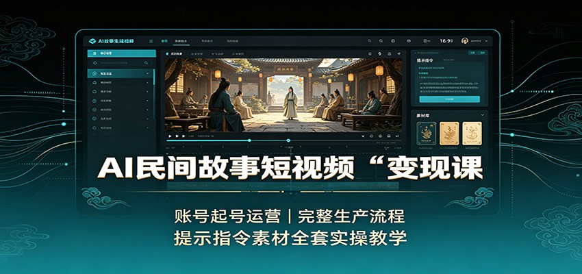 AI民间故事短视频变现课：账号起号运营，完整生产流程，提示指令素材全套实操教学-惠声资源站