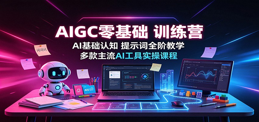 AIGC零基础训练营：AI基础认知，提示词全阶教学，多款主流AI工具实操课程-惠声资源站