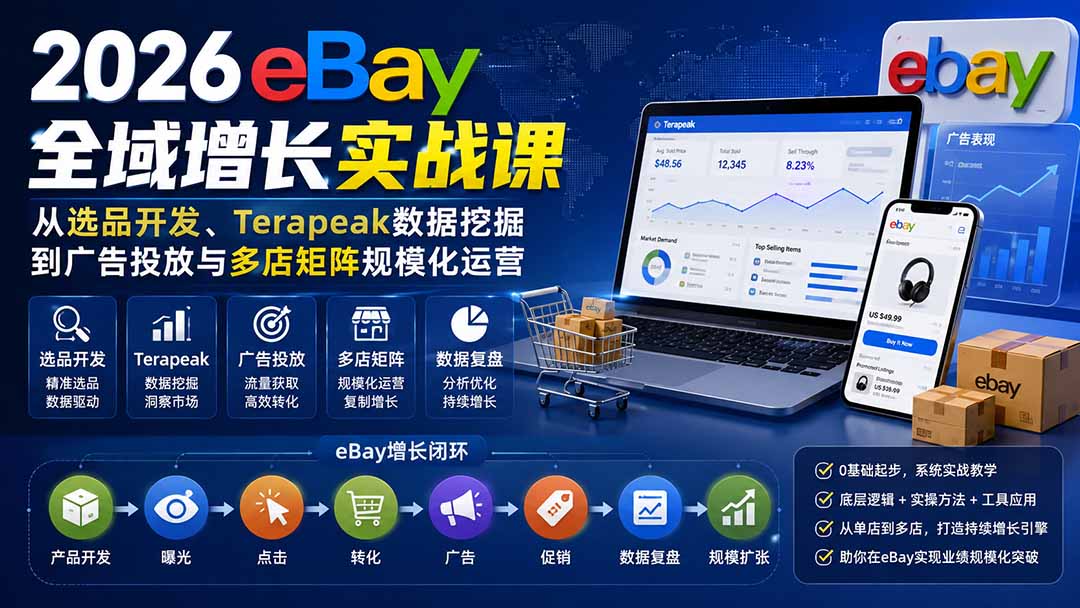 2026-Vincent eBay全域增长实战课-无水印：从选品开发、Terapeak数据挖掘到广告投放与多店矩阵规模化运营-惠声资源站