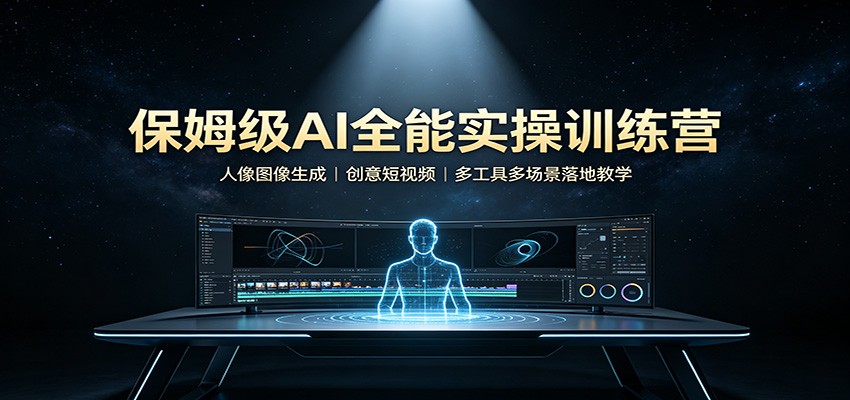 保姆级AI全能实操训练营：人像图像生成，创意短视频，多工具多场景落地教学-惠声资源站