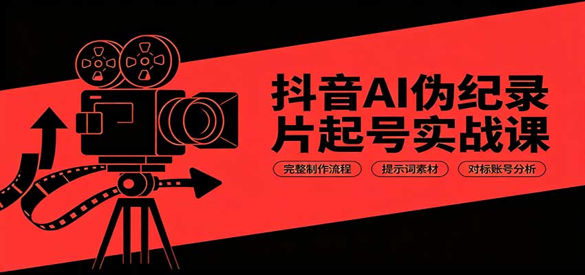 抖音AI伪纪录片起号实战课：完整制作流程，提示词素材，对标账号分析-惠声资源站