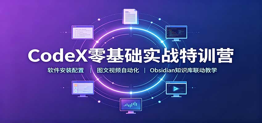 CodeX零基础实战特训营：软件安装配置，图文视频自动化，Obsidian知识库联动教学-惠声资源站
