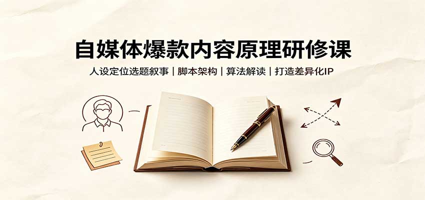 自媒体爆款内容原理研修课：人设定位选题叙事，脚本架构，算法解读打造差异化IP-惠声资源站