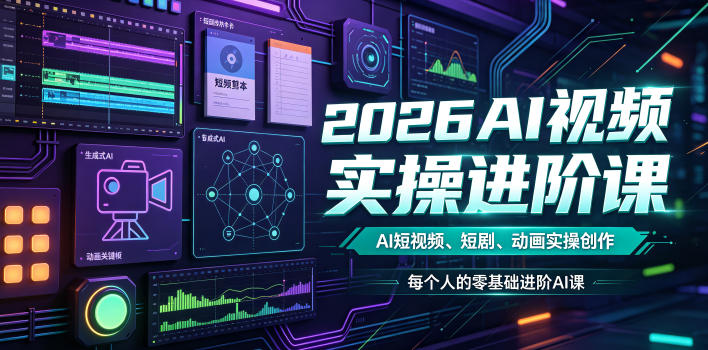 2026AI视频实操进阶课，AI短视频、短剧、动画实操创作，每个人的零基础进阶ai课(更新0825)-惠声资源站