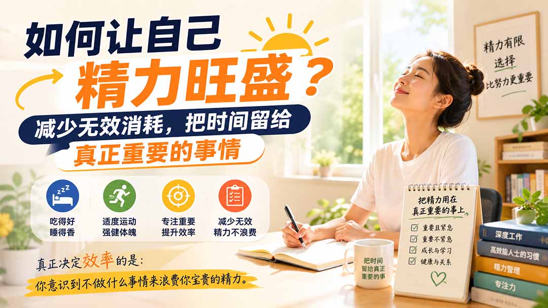 付费文章：如何让自己精力旺盛？减少无效消耗，把时间留给真正重要的事情-惠声资源站