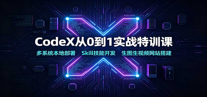 CodeX从0到1实战特训课：多系统本地部署，Skill技能开发，生图生视频网站搭建-惠声资源站