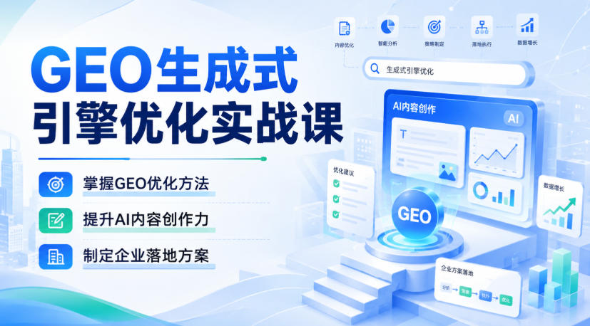 GEO生成式引擎优化实战课，掌握GEO优化方法，提升AI内容创作力，制定企业落地方案-惠声资源站