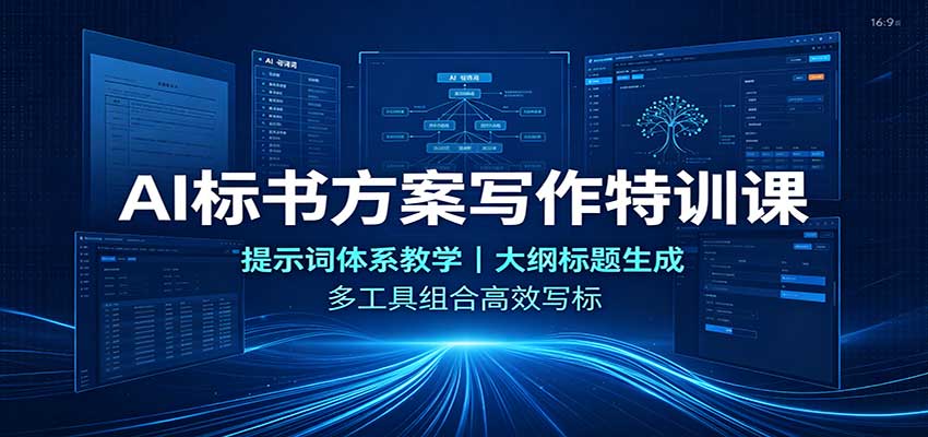 AI标书方案写作特训课：提示词体系教学，大纲标题生成，多工具组合高效写标-惠声资源站
