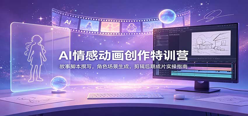 AI情感动画创作特训营：故事脚本撰写，角色场景生成，剪辑后期成片实操指南-惠声资源站