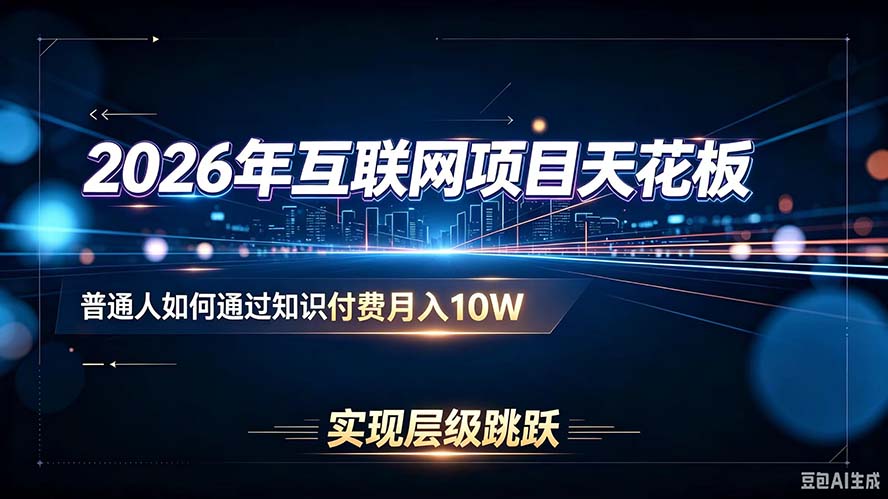 2026年互联网项目天花板：普通人如何通过知识付费月入10W，实现层级跳跃-惠声资源站