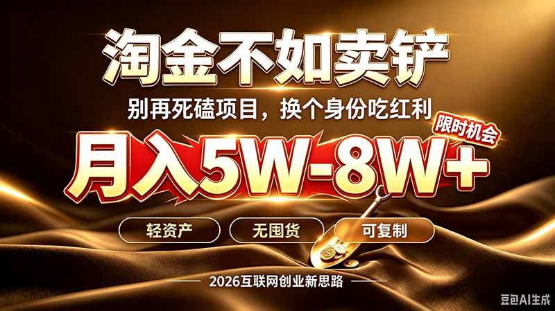 别再傻乎乎埋头跑项目！互联网真正赚钱逻辑：做卖铲人，拒绝当韭菜，逆风翻盘月入5-8W+-惠声资源站