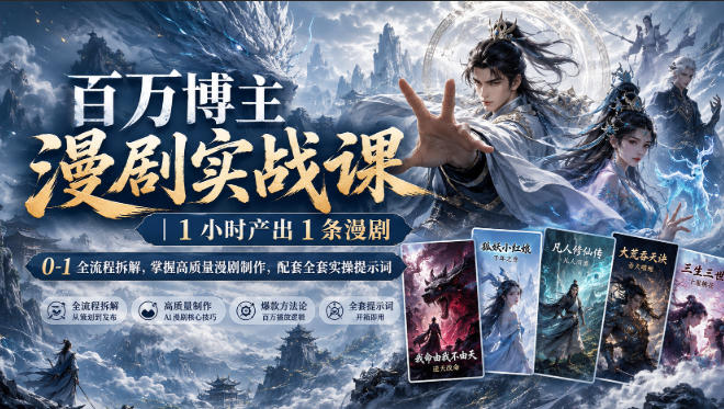 百万博主漫剧实战课｜1小时产出1条漫剧，0‑1全流程拆解，掌握高质量漫剧制作，配套全套实操提示词-惠声资源站