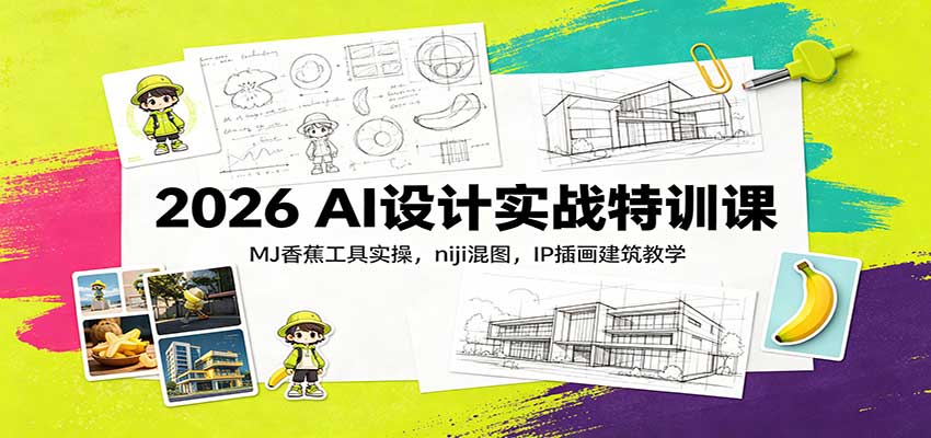 2026 AI设计实战特训课：MJ香蕉工具实操，niji混图，IP插画建筑教学-惠声资源站