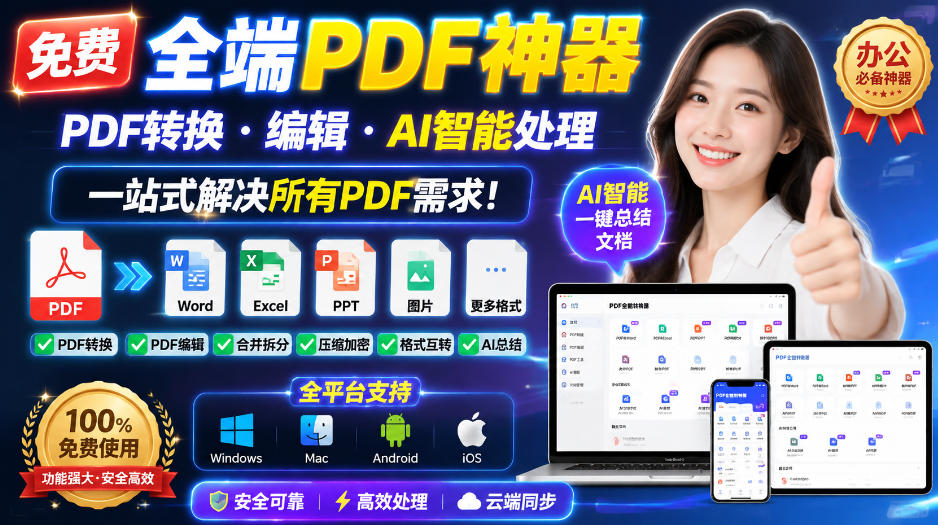 免费全端PDF神器，PDF转换·编辑·AI智能处理，一站式解决所有PDF需求!-惠声资源站