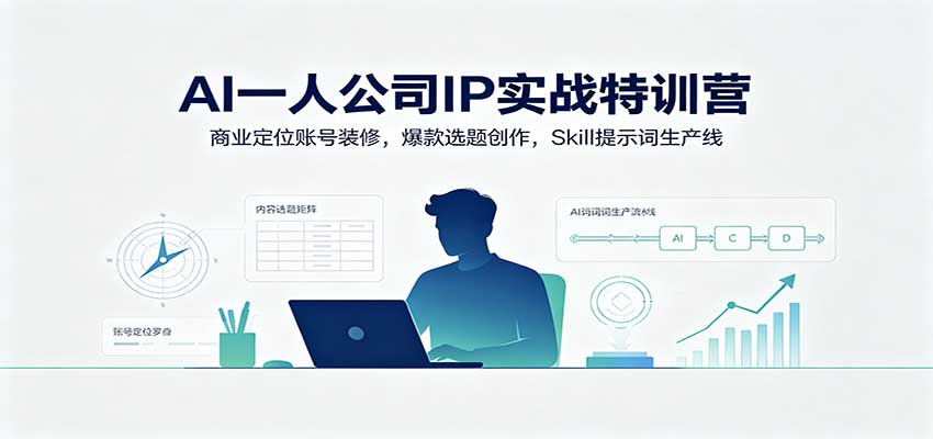 AI一人公司IP实战特训营：商业定位账号装修，爆款选题创作，Skill提示词生产线-惠声资源站