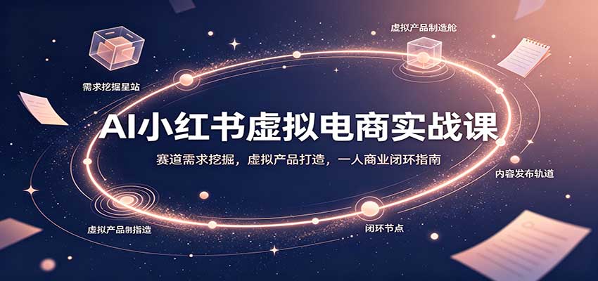 AI小红书虚拟电商实战课：赛道需求挖掘，虚拟产品打造，一人商业闭环指南-惠声资源站