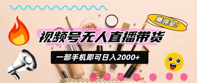视频号带货，一天2000+，一部手机即可开展的完美副业，无需投资-惠声资源站