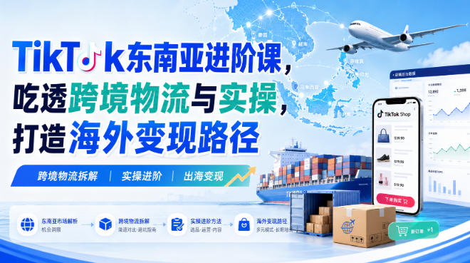TikTok东南亚进阶课，吃透跨境物流与实操，打造海外变现路径-惠声资源站