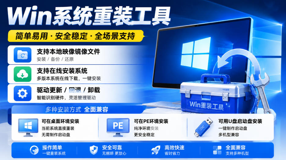 Win系统重装工具，支持本地映像镜像文件安装备份，简单易用-安全稳定-全场景支持-惠声资源站