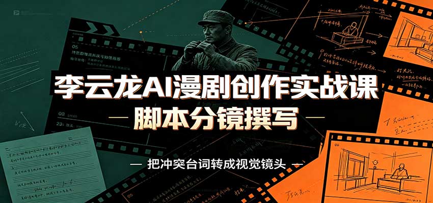 李云龙AI漫剧创作实战课：角色人设还原，脚本分镜撰写，AI漫剧成片完整制作教学-惠声资源站