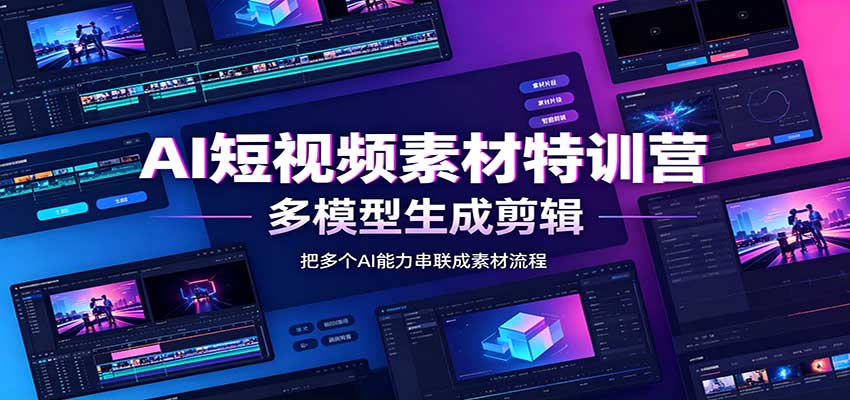 AI短视频素材特训营：Codex本地部署实操，多模型生成剪辑，爆量素材挖掘教学-惠声资源站
