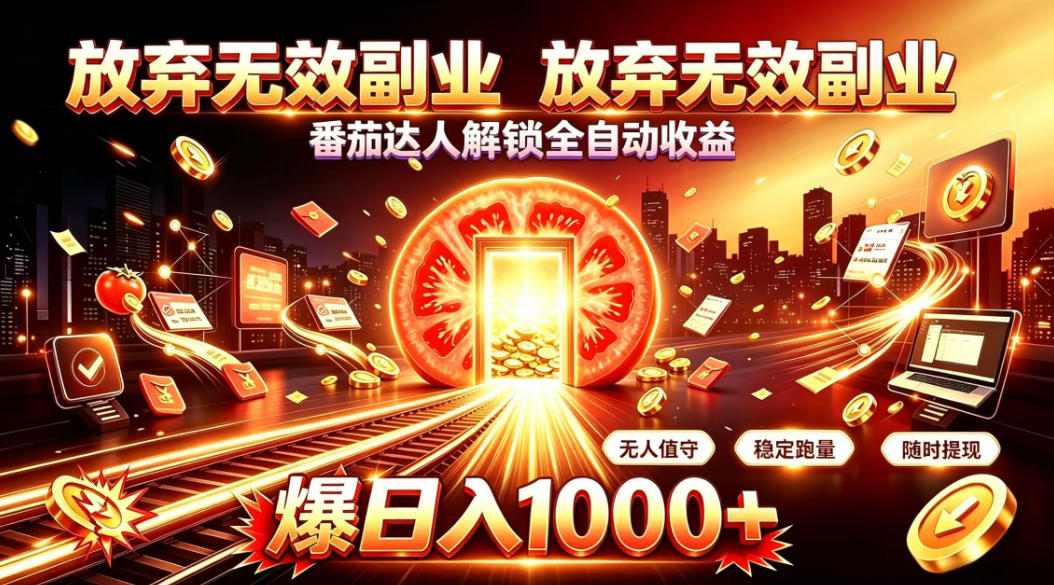 放弃无效副业，番茄达人解锁全自动收益，日入1k+，门槛最低的线上轻资产项目【揭秘】-惠声资源站