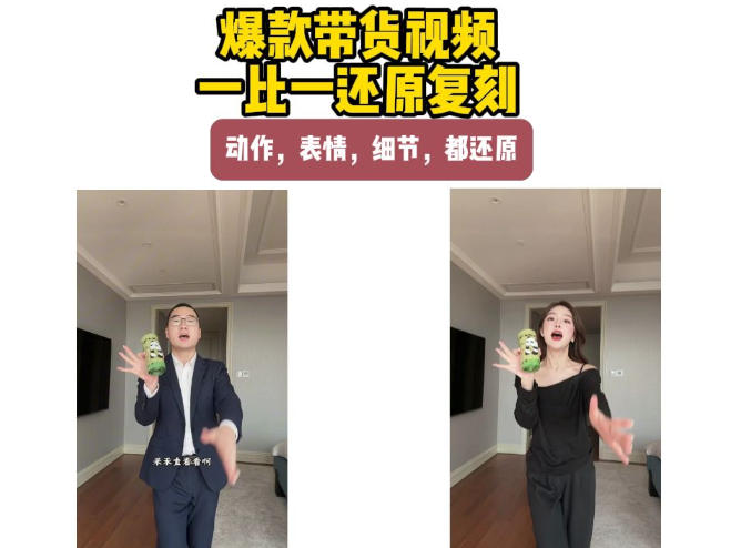 AI带货视频复刻，一比一还原加二创，动作，表情，细节，都还原，新手也能直接套用-惠声资源站