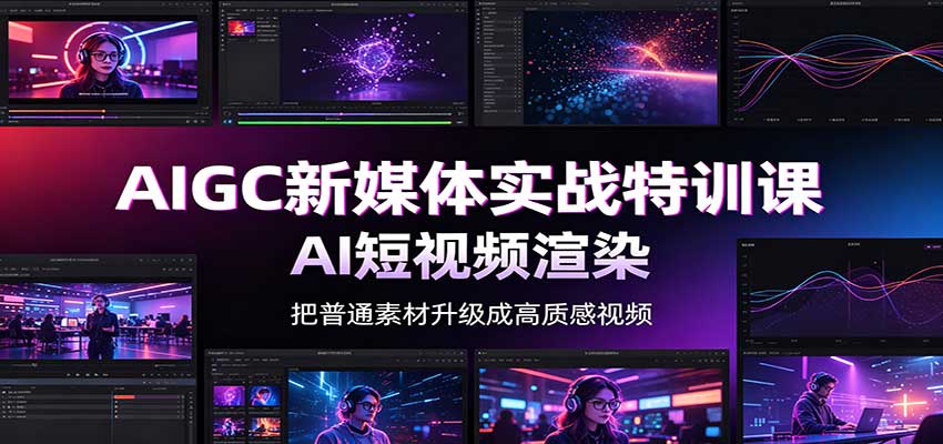 AIGC新媒体实战特训课：工具入门实操，AI短视频渲染，数字人商业视频制作-惠声资源站