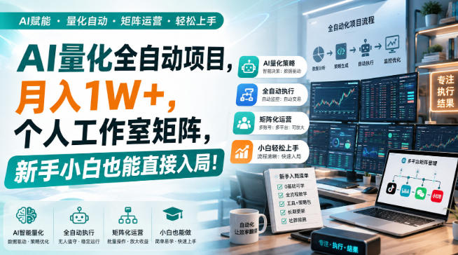 AI量化全自动项目，月入1W+，个人工作室矩阵，新手小白也能直接入局！【揭秘】-惠声资源站