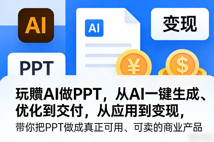 玩賺AI做PPT，从AI一键生成、优化到交付，从应用到变现，带你把PPT做成真正可用、可卖的商业产品(更新0904)-惠声资源站