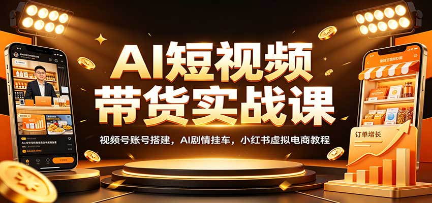 AI短视频带货实战课：视频号账号搭建，AI剧情挂车，小红书虚拟电商教程-惠声资源站