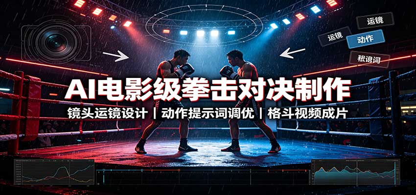 AI电影级拳击对决制作：镜头运镜设计，动作提示词调优，格斗视频成片-惠声资源站