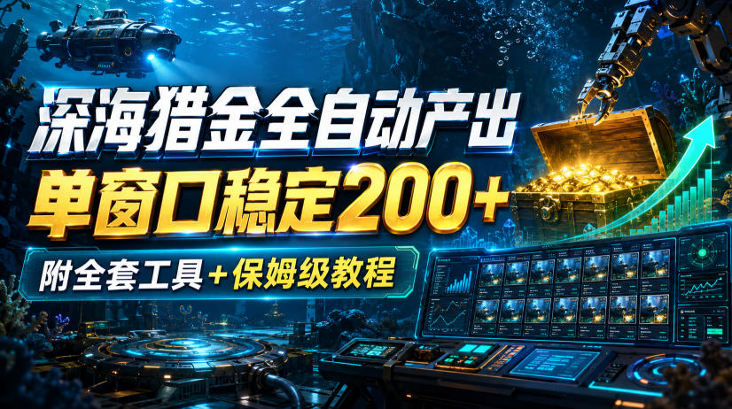 深海猎金全自动产出，单窗口稳定200+，附全套工具+保姆级教程【揭秘】-惠声资源站