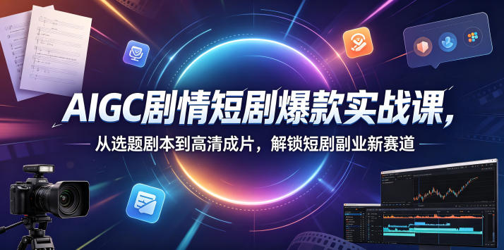 AIGC剧情短剧爆款实战课，从选题剧本到高清成片，解锁短剧副业新赛道(更新0906)-惠声资源站