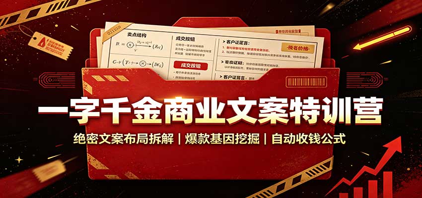 一字千金商业文案特训营：绝密文案布局拆解，爆款基因挖掘，自动收钱公式-惠声资源站