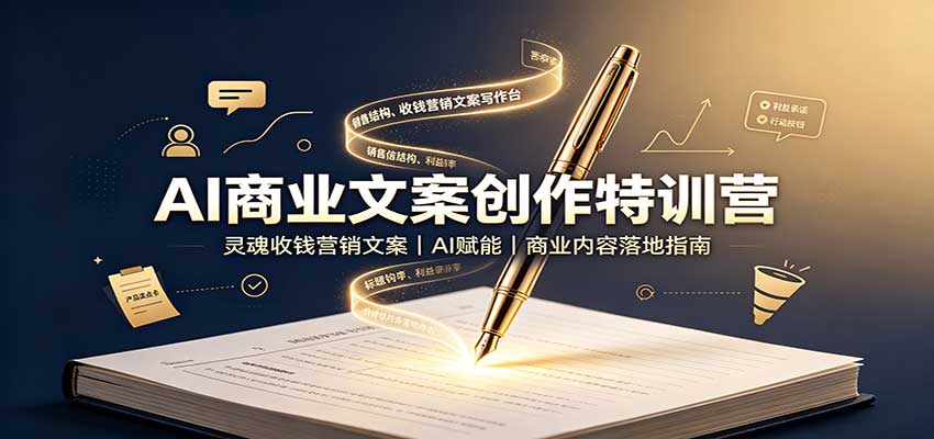 AI商业文案创作特训营：灵魂收钱营销文案，AI赋能，商业内容落地指南-惠声资源站