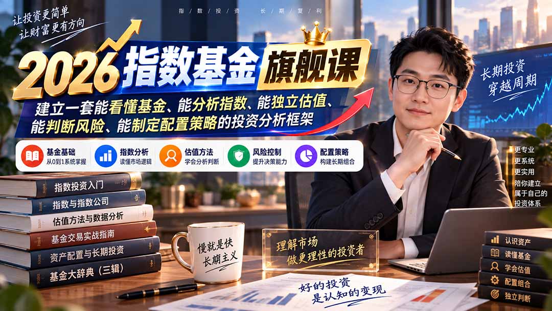 2026指数基金旗舰课｜建立一套能看懂基金、能分析指数、能独立估值、能判断风险、能制定配置策略的投资分析框架-惠声资源站